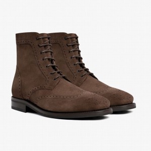 Stivali Stringati Thursday Boots Wingtip Uomo Cioccolato | TYU1981BL