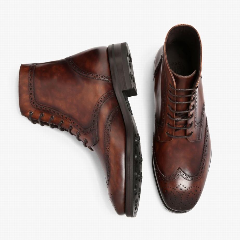 Stivali Stringati Thursday Boots Wingtip Uomo Cioccolato | XPG3750SH