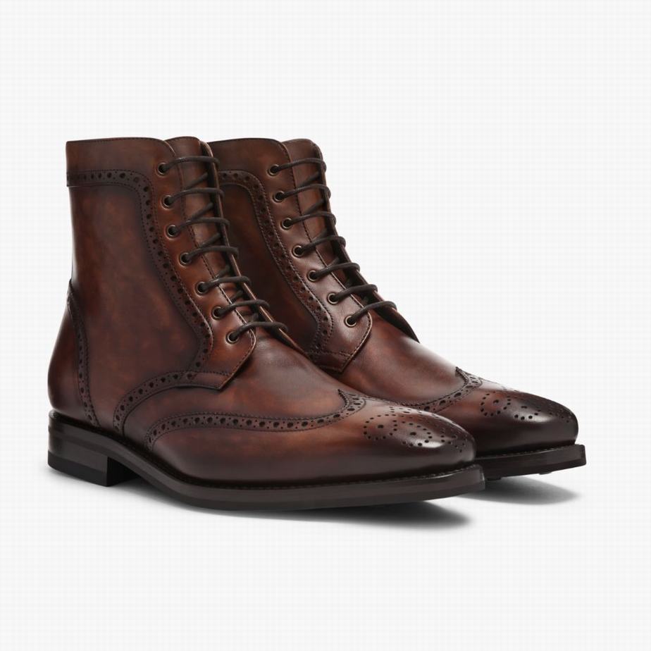 Stivali Stringati Thursday Boots Wingtip Uomo Cioccolato | XPG3750SH