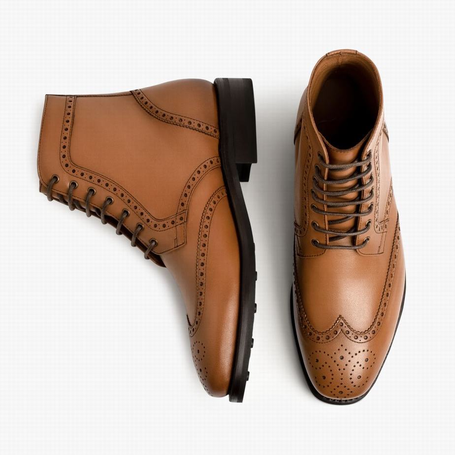 Stivali Stringati Thursday Boots Wingtip Uomo Marroni | YOE4743MP